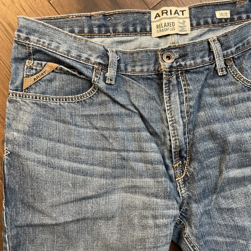 Ariat Rebar M4 Relaxed Bootcut Jeans Mens 38/30 Blue Denim Mid Rise Stretch